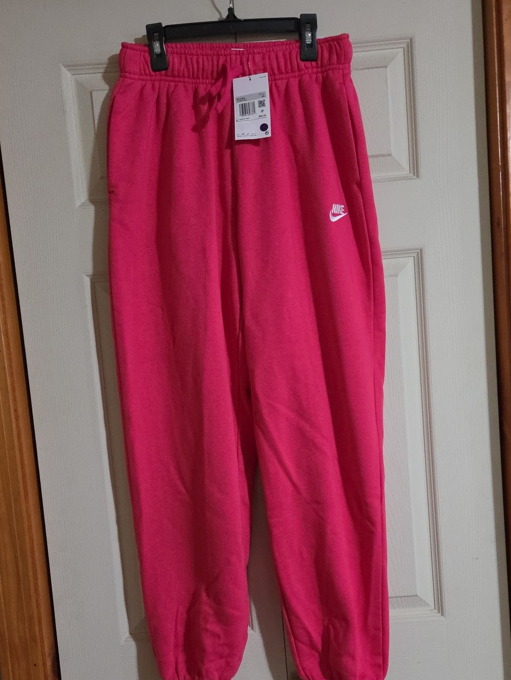 Nike Womens Hot Pink Fleece Joggers with White Logo